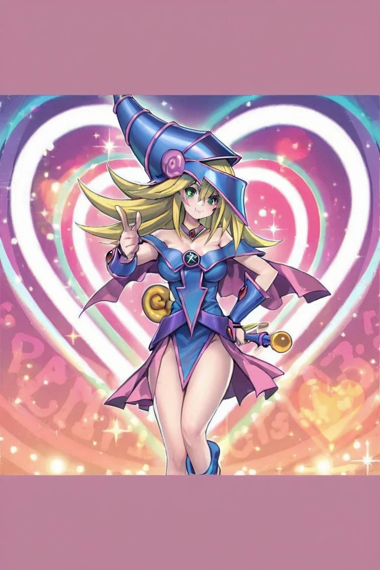 Dark Wizard Gils Translucent In Dress. Sujestiva y posando sexy. Background of hearts and magic in circles...