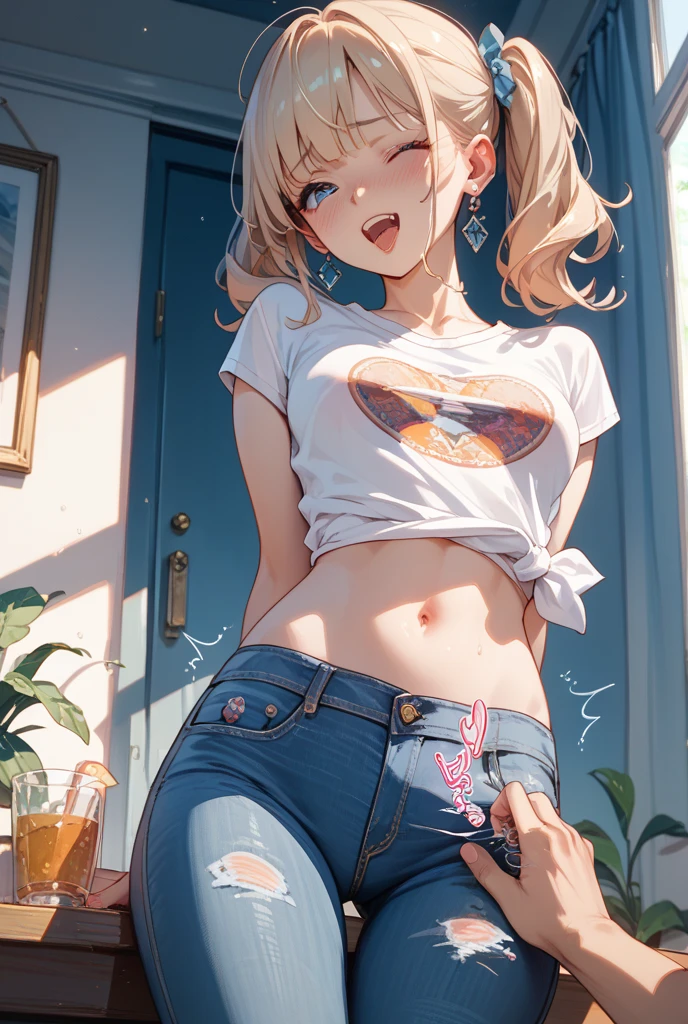 (8K、Highest quality、Highest quality、masterpiece)、Detailed face、One Girl、(Brown Skin:1.2)、Long Hair、Red Eyes、Serious、(Red Tank Top、Denim hot shorts、Open Shorts、Unziped shorts、Mini jeans Shorts、No Panties、NoPanties、Spread pussy、heart cutout)、labia view、Beach、cloud、vagina、Pussy Lip、Wedgie between Pussy Lips、Big Breasts