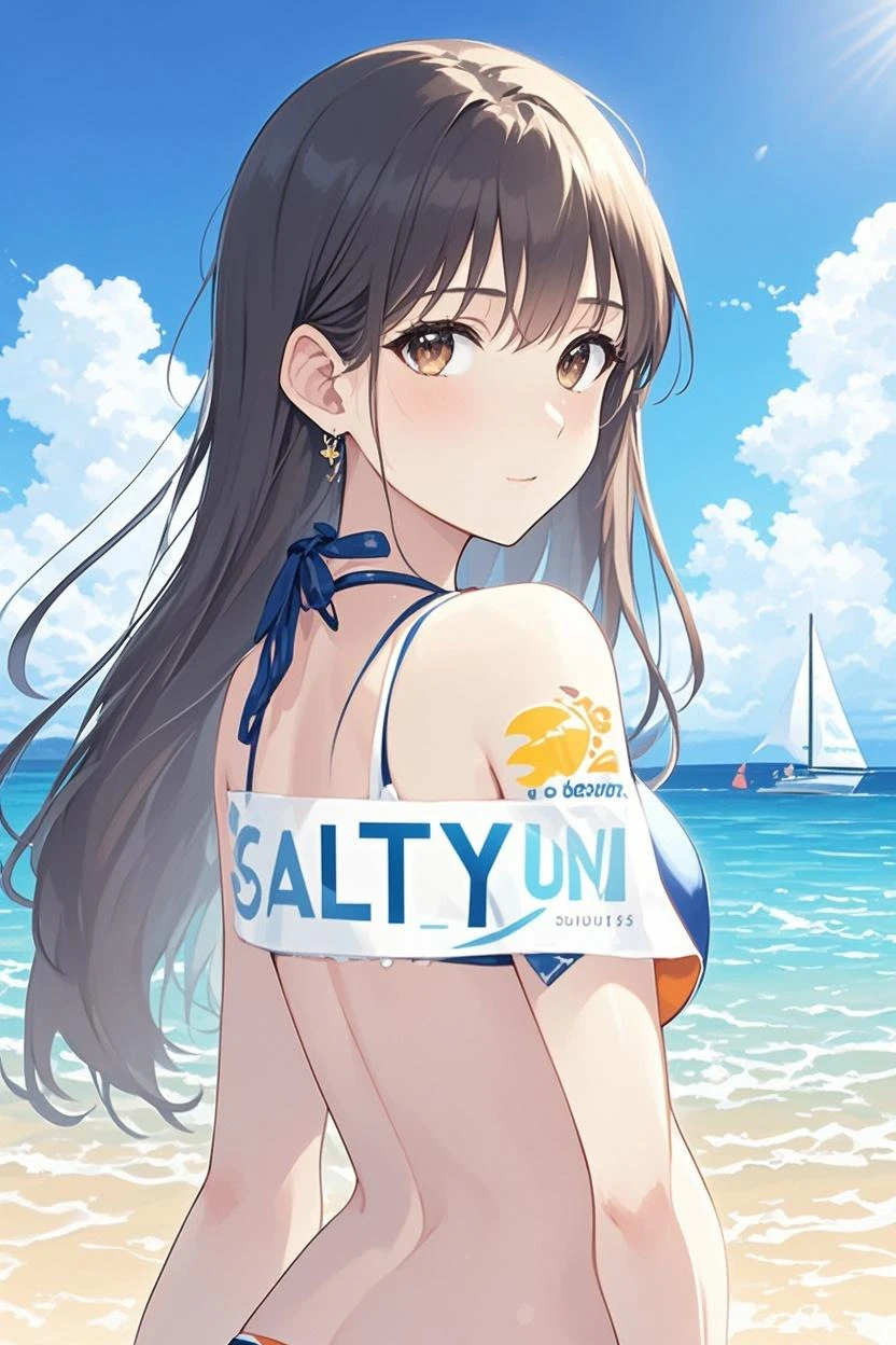 light brown hair, ahoge, braided bangs, single braid, long hair, brown eyes .(nude, naked, 1girl, solo, ,large breasts , solo) ,,, nipple ,, (wearing nothing:1.5), empty eyes , ,, , , hospital, ,blue sky, cooking, sea space