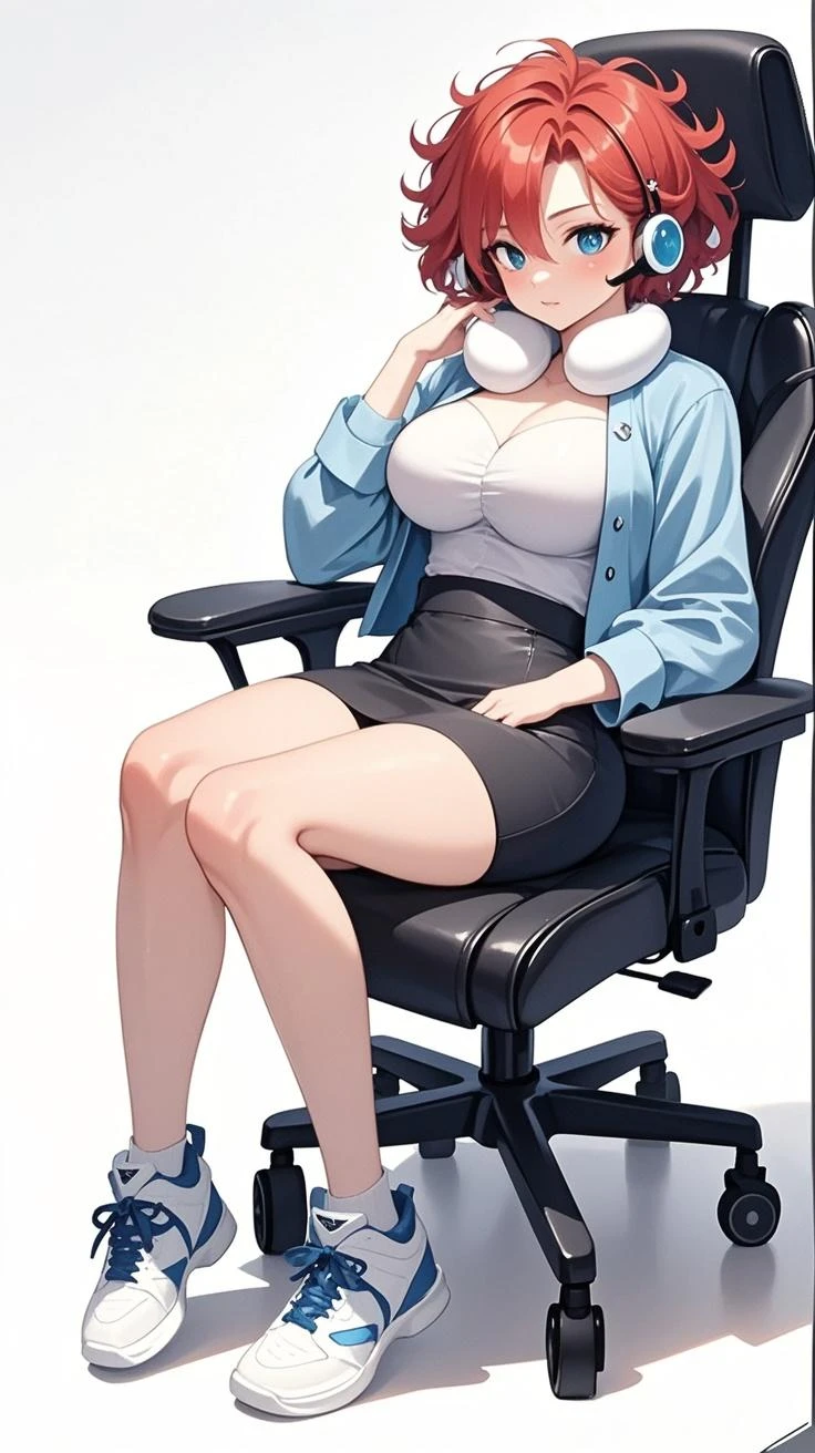 best quality,4k,8k,highres,masterpiece:1.2),ultra-detailed, extremely detailed eyes, extremely detailed body, (large masterpiece digital art), (detailed manga illustration), (detailed line art), ((perfect anatomy)), (intricate details:1.3), (ultra-detailed:1.3), (illustration:1.3), (sharp focus:1.3), (natural lighting:1.05), (vivid colors:1.3), (masterpiece), (best quality:1.4), (perfect anatomy:1.4), high quality, expressive eyes, full body, detailed face, beautiful face, perfect face, 1 girl, medium breasts, black hair, curly hair, wild hair, detailed hair, white dress shirt, black pants, pale skin, sapphire-blue eyes, demon, blue halo, sheep horns, curled horns, (horizontal pupils), sexy face, pointy ears, splash art, the demon girl, curvy, sitting in an office chair at a desk with feet on desk, black high heels, cinematic lighting, dramatic atmosphere, Atey Ghailan, Jeremy Mann, Greg Manchess, Antonio Moro, trend in ArtStation, trend in CGSociety, Intricate, High Detail, Sharp focus, dramatic and photorealistic painting art by Midjourney and Greg Rutkowski, Jeff Bridges, ((cartoon style)), Marvel Cinematic Universe style