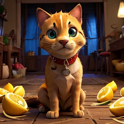 there is a cat sitting on a table with skulls in the background, 4k highly detailed digital art, 4k detailed digital art, adorable digital painting, cute detailed digital art, warrior cats fan art, 8k high quality detailed art, ultra realistic concept art, beautiful digital artwork, stunning digital illustration, realistic anime cat, detailed painting 4 k, highly realistic concept art