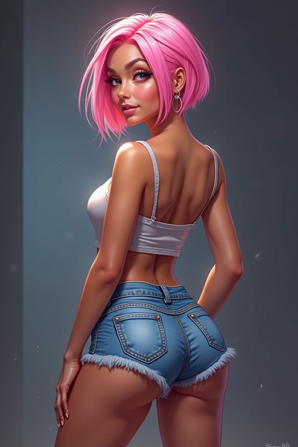 ,Kirschblütenwald, (high detailed:1 1), Rough face, natural skin, High quality, NSFW, curvy, big ass, Naruto Sakura,A pink-haired,short, detailed hair,green eyeig boobs:1.2),(Off-the-shoulder clothing:1.5),Leaving the shoulder,(smil:1.2),Be red in the face,(Cleavage:1.4),sexy figure,Perfect body,gorgeous eyes, (detailed face and eyes), (The face: 1 2), Noises,extra, Real photo, ..................PSD, Lamp film photography, keen focus, High-contrast lighting, delicate skin, High Resolution 8K, Insane Detail, realisti, professional photoshoot, 8K UHD, SLR camera, Soft lighting, High quality, filmgrain, Fujifilm XT3,magica,Particle FX,red tanktop,skinny jeans,from the back,perfect ass