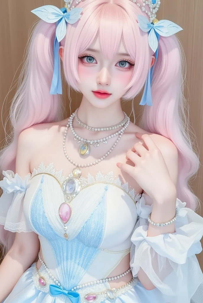 tmasterpiece,best qualtiy,1个Giant Breast Girl。(校服:1.2),long white hair,blue color eyes,(Classroom:0.8),(the sunset:0.7),(Oversized breasts:2.0),(Seductive expression)