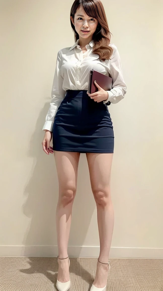 Wearing a clear white shirt:1.5,The best smile:1.5,Slim figure:1.5,A glimpse of white panties:1.2,Holding a book in both hands:1.5