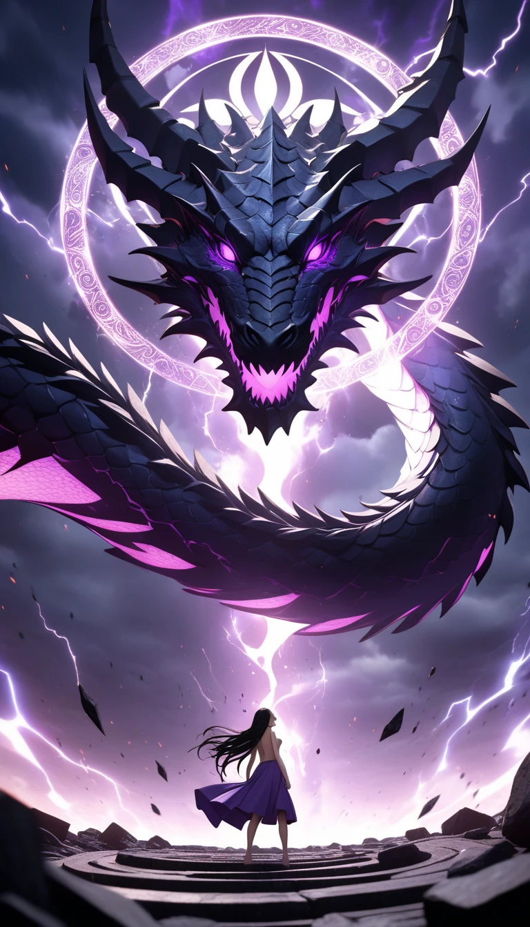 Dragon,black scalie,purple aura,Has the power of a black hole, pixiv artwork