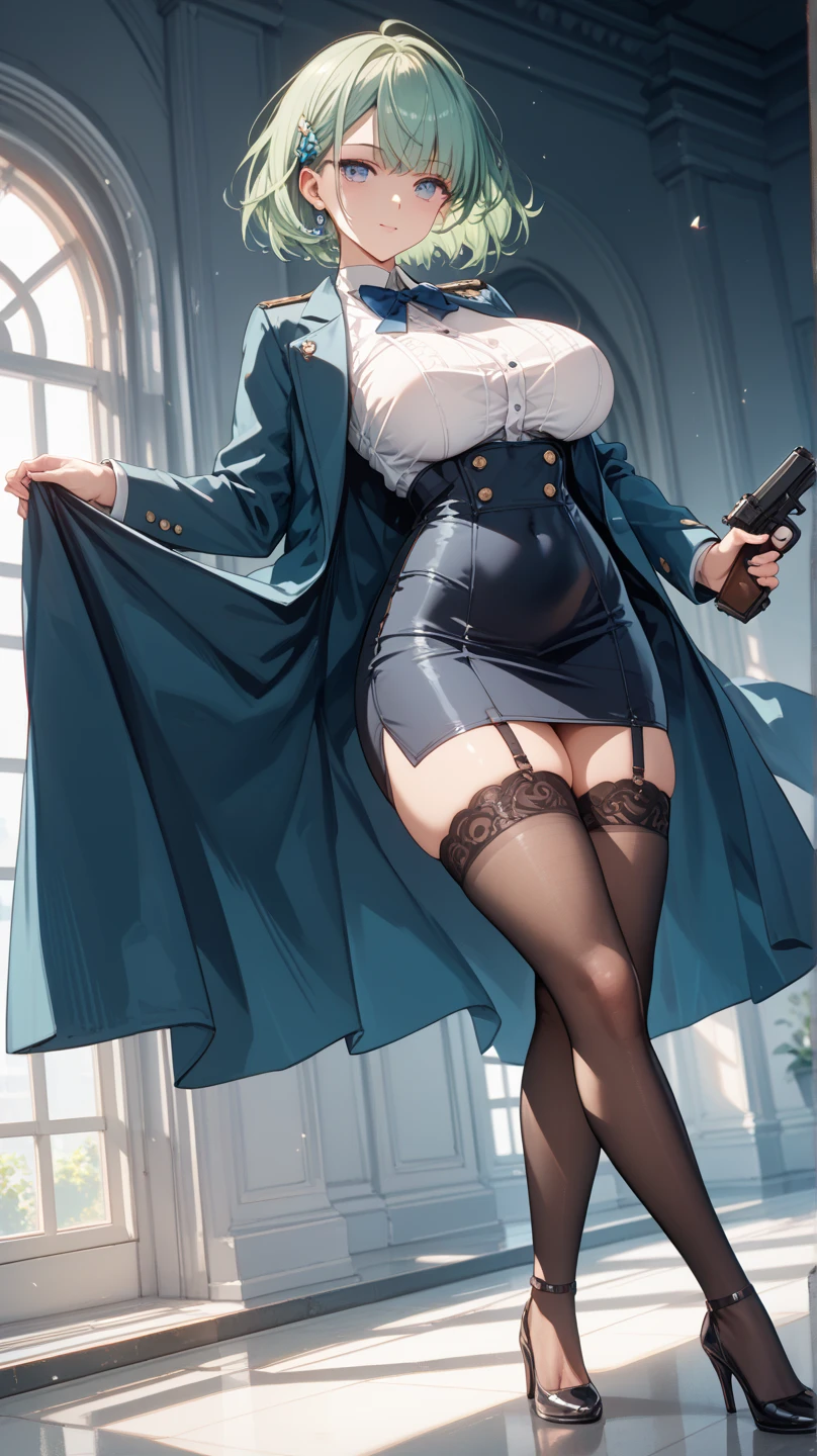 (Best quality, 8k, 32k, Masterpiece, UHD,:1.2),RAW, 2girls,ultra cute , natural lighting,transparent shining eyes, 20yo, large breast ,fair complexion, large breast, medium grayish hair, flushed face, emphasizing the ass, Embrace the sweetness and
innocence with a pastel-colored ensemble adorned with frills and bows, a knee-length, full-skirted dress featuring a delicate floral print orlace overlay in soft hues like blue and green, garter belt and leggings, back cutout, from below, from below, shiny,,