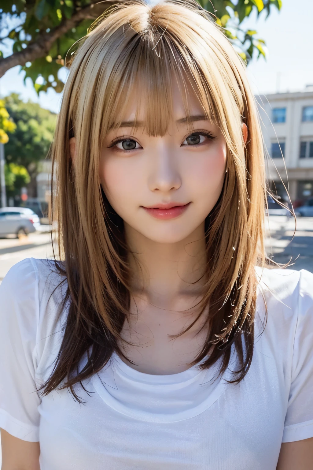 Cute Japanese junior high school girls、 Completely naked、Naughty and blonde、Tanned dark skin、Layered Short Hair、(masterpiece)、(High resolution),
