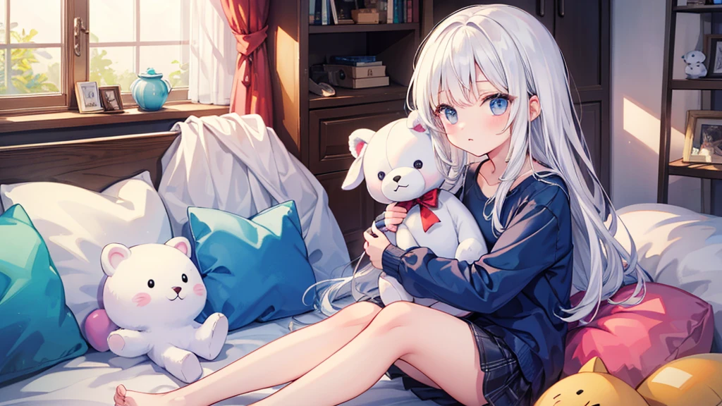 tmasterpiece, Best quality, The content is very detailed,tmasterpiece,Best quality,offcial art,extremely detaild的 CG unified 8k wallpapers，1个Giant Breast Girl，16 yaers old，{White stockings}，shyexpression，A girl takes off her shoes at home，Socks that emit steam，Steam collar