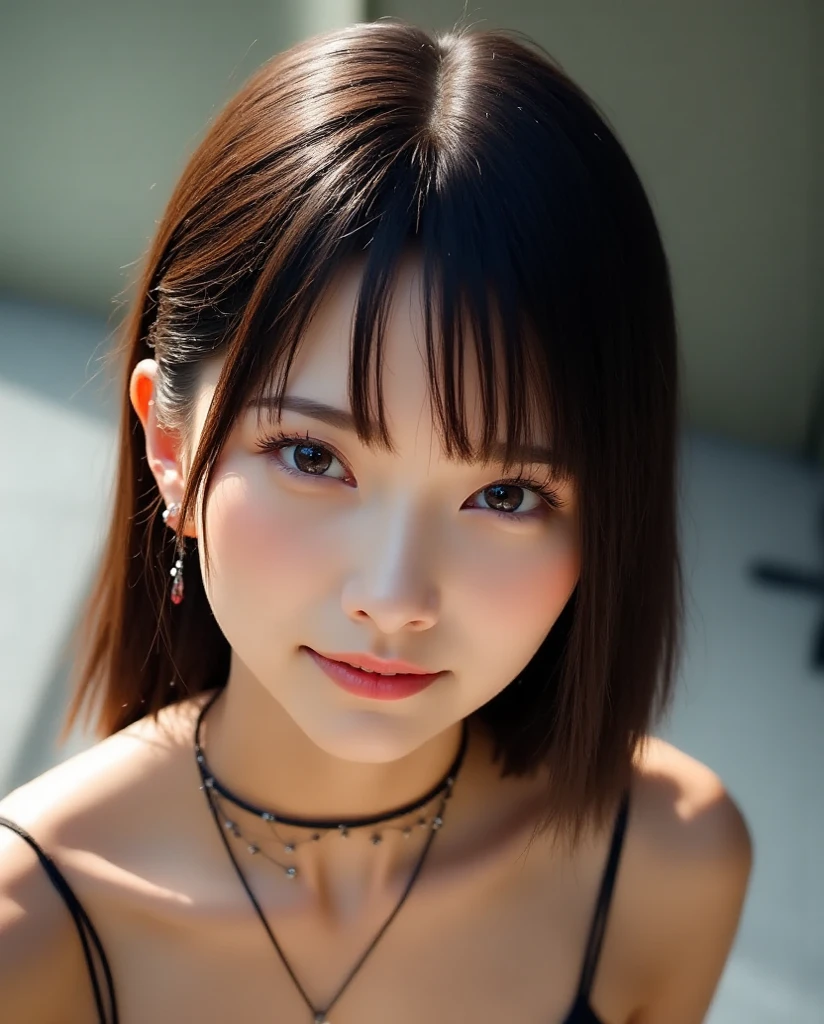 black hair, hair bobbles, longeyelashes, solid circle eyes, light smile, mole under eye, heart-shaped pupils, longeyelashes, Surrealism, drop shadow, anaglyph, stereogram, tachi-e, pov, atmospheric perspective, depth of field, first-person view, bokeh, f/1.8, 8k, super detail, ccurate, best quality, best quality, high quality, high details, super detail,bikini,smile,large breasts,cowboy shot,