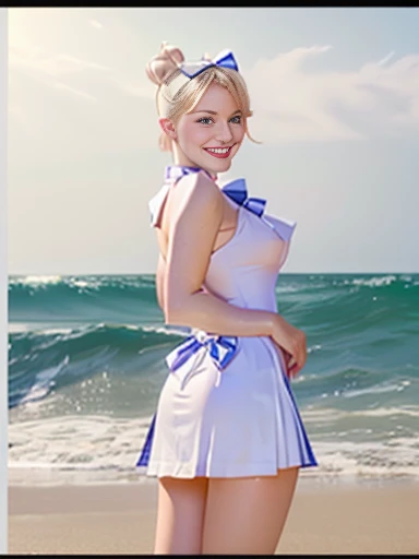 photo of (m4arj0r13t4y10rgr33n:1.0) as (sailor moon cosplay), sharp focus, skin texture, light bokeh
