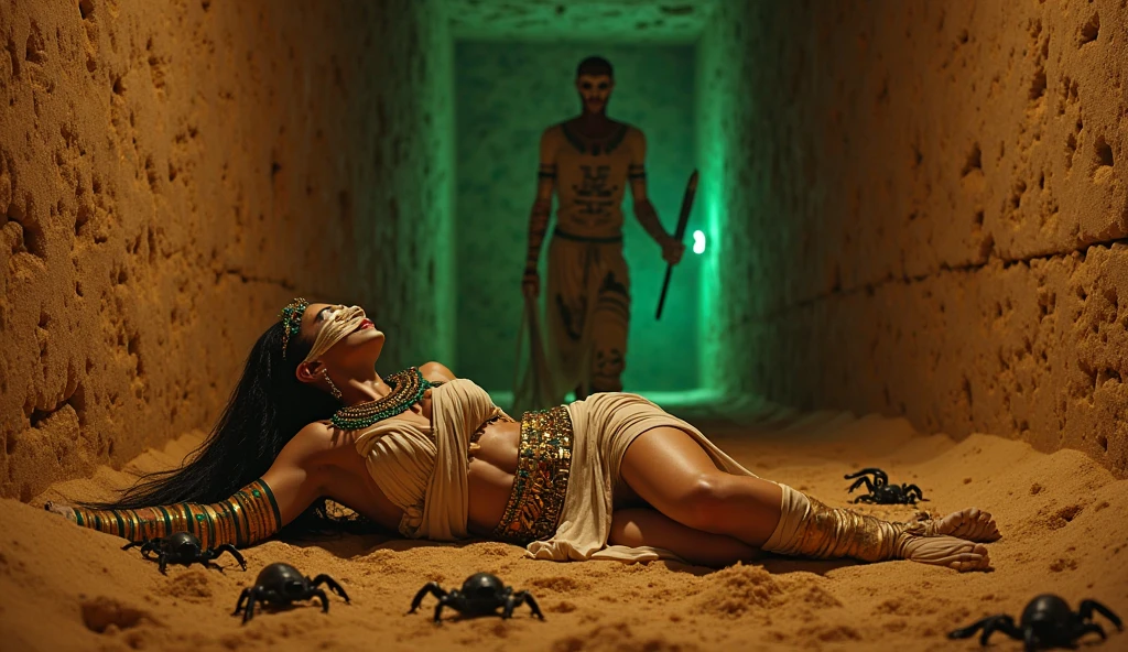 Act 6: The Final Sacrifice Back in the Grave, Archaeologists perform the ritual. One of them offers himself as a sacrifice, hoping to save others. While the ritual is taking place, The spirit of Pharaoh appears, surrounded by a blinding light. With a last cry, The sacrificed archaeologist falls to the ground, and the spirit of Pharaoh fades away. The tomb is sealed again, and the survivors swear never again to disturb the rest of the ancients..