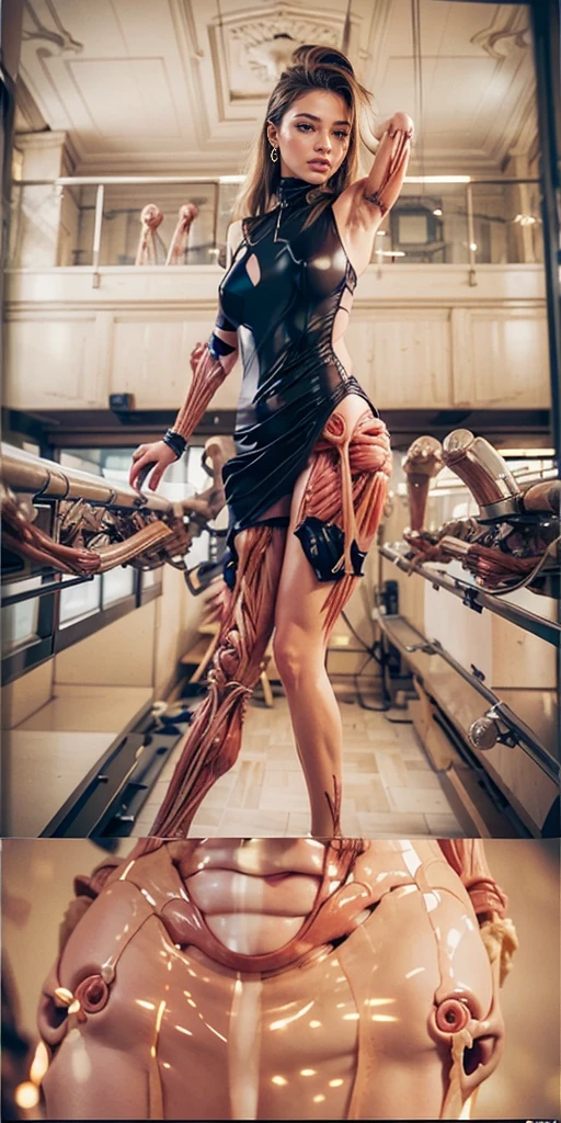 Hyper realistic and super detailed sexy woman, Une femme confiante (A confident woman), NSFW, (Extraordinarily detailed: 1.4), (Expressive facial features: 0.4), 16K resolution, 4K resolution, (Dynamic lighting: 1.6), High definition resolution, (Hyper-realistic: 1.4), (Back light: 1.2), (Daylight: 1), (Full body view: 1.8), (Contrasting background: 1.5), (Detailed anatomy of the hyper-realistic arm: 2), (Detailed anatomy of the legs: 1.7), (