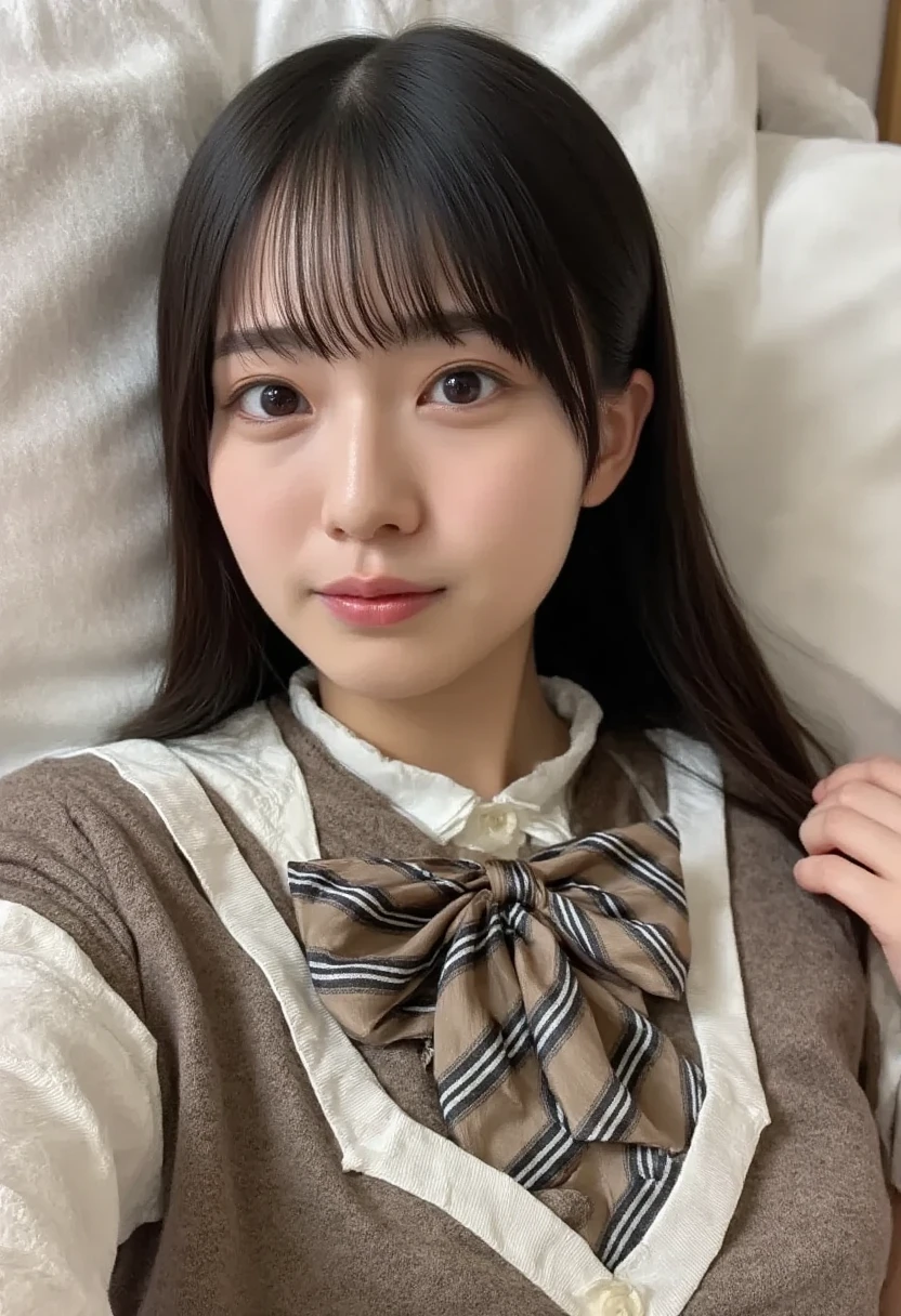 best quality, detailed, beautiful, insanely detailed, absurdres,perfect anatomy,
Japanese woman,black hair,27 years old,
(slender),
(small breasts),
delightful, sleeping, lying prone, ponytail, (green pajamas:1.2), closeup shot, dutch angle shot