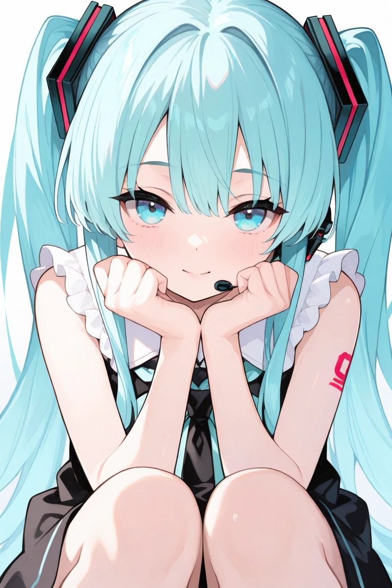 HatsuneMiku ，uncensored   pudendum ，Masturbation without panties，pussy，Squat down close-up
