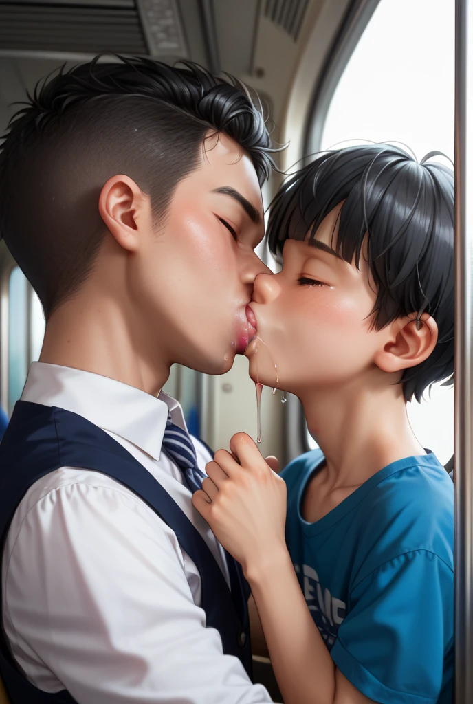 ultra-detailed, masterpiece, best quality, highres, extremely detailed, nsfw, (solo shoot:1.5), man, father, (lean guy:1.6), short hair, work clothes, open shirt, bottomless, torn clothes, (penis), all fours, crawling, looking up flirtatiously, drunk, desperation, (restrained:1.5), shackles, handcuffs, (excessive cum:1.3), (cum on body:1.5), bus stop,
