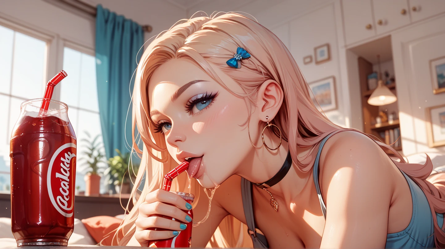 ((Beautiful face))), (((masterpiece face))), blonde hair, chignon, French braid on top of hair, long hair, hair falling down back of neck, big tits, massive tits, even bigger , hoop earrings, big thighs, massive thighs, tiny waist, small waist, brainwash, mind control, hypnosis, hypnosis spirals, (((perfect body))), open mouth, tongue out, mouth gaping, tongue lolling out mouth, glowing headset, kneeling, (((pink lace))), palms on ground, modern club room, choker, choker with a numbered collar, barcode on clothes,(((pink g-string))), full body, head tilted upwards, chin tilted upwards, ahegao