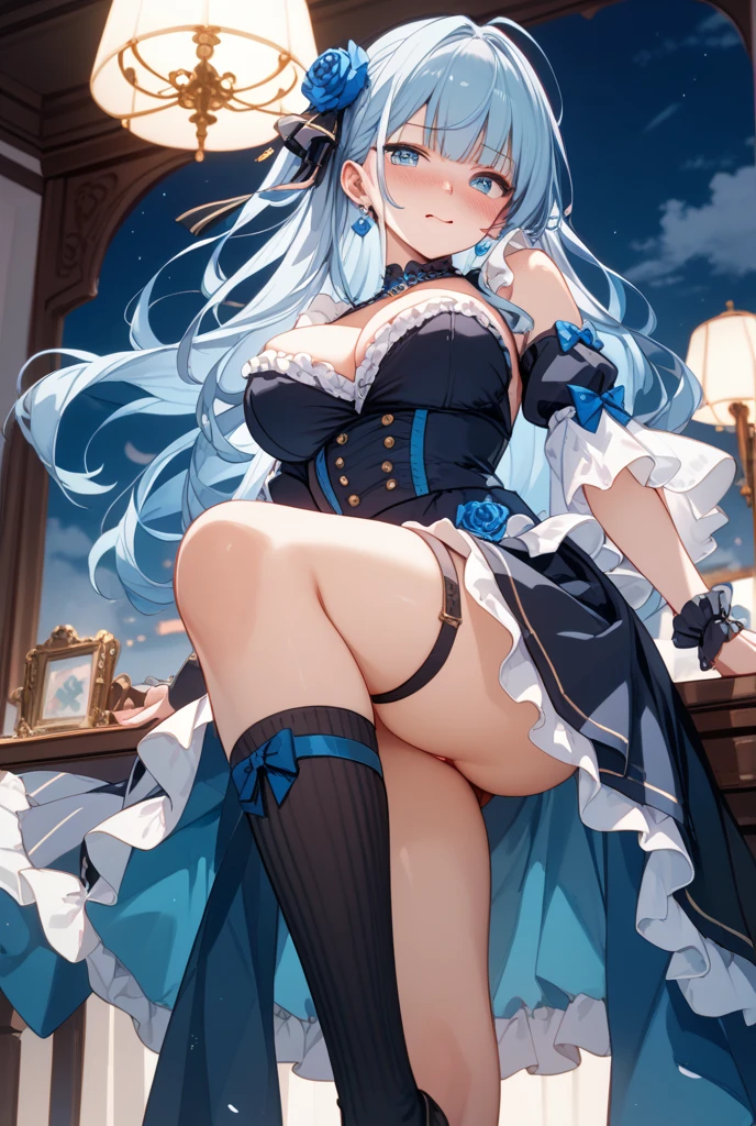 8k_wallpaper, extremely detailed eyes, extremely detailed body, (large masterpiece digital art), (detailed manga illustration), (detailed line art), ((perfect anatomy)), (intricate details:1.3), (ultra-detailed:1.3), (illustration:1.3), (sharp focus:1.3), (natural lighting:1.05), (vivid colors:1.3), (masterpiece), (best quality:1.4), (perfect anatomy:1.4), high quality, expressive eyes, full body, detailed face, beautiful face, perfect face, 1girl, tan skin, smile, breasts, solo, black hair, large breasts, curvy, wide hips, long hair, ((green eyes)), grin, collar, dynamic pose, hair over eye, regal outfit, formal, tiny top hat, (cityscape background),
