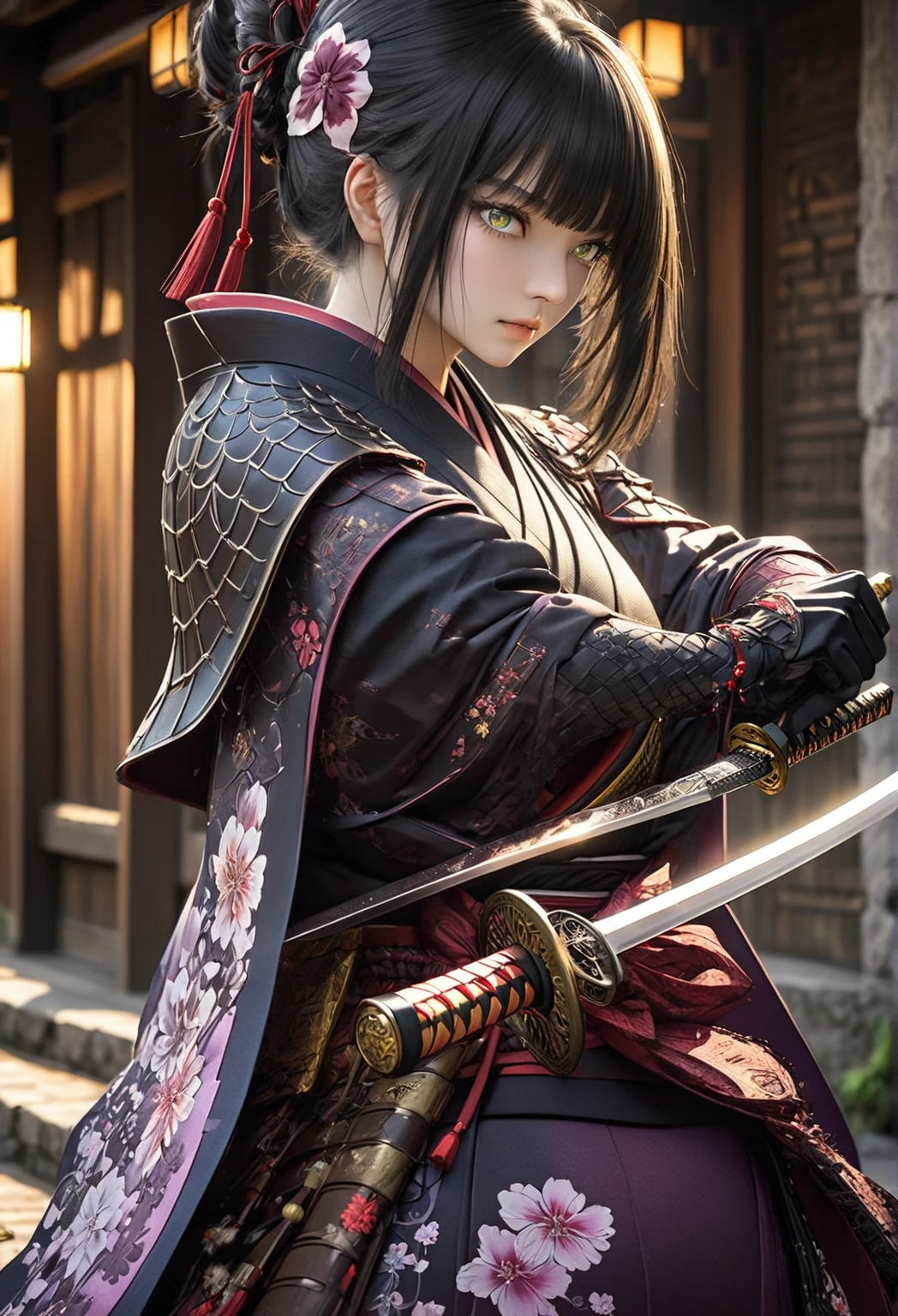 ((The background is the village of Shinobi:1.5)、Female ninja training in the village)、(Realistic、Like a photograph、Live Action、8k, Photorealistic, RAW Photos, Best image quality: 1.4), Single-lens reflex camera、RAW Photos, highest quality, Realistic, Highly detailed CG Unity 8k wallpaper, Written boundary depth, Cinematic Light, Lens flare, Ray Tracing, Realistic background、((waso:1.5、ninjya:1.3、kunoichi:1.4、skirtlift)、Sexy Ninja:1.37、Get into a fighting stance:1.3、Ninjutsu activation:1.2)、Grey Hair、short hair、Standing in the village、Night Village、((Ultra-dense skin))、 1 girl,Cute Kunoichi、((whole body:1.5),Looking at the audience:1.1、Glare、I like that style、Pay attention to the details、The perfect outfit、(White skin)、An accurate portrait、Accurate Arm、Accurate feet、Beautiful legs、Precise thighs、Anatomically correct body、View from behind