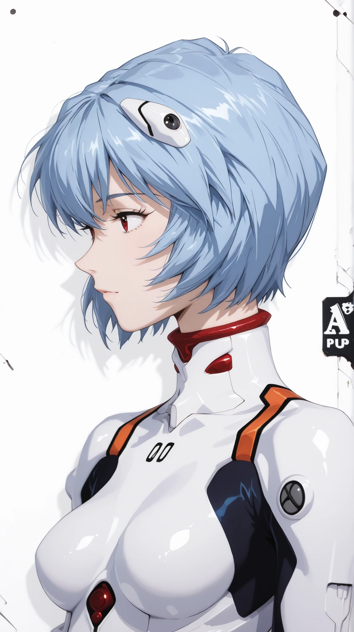 Ayanami Rei
Ayanami Rei、girl in black、short hair、white bodysuit、plug suit on background、pilot suit、profile、upper body up、white background