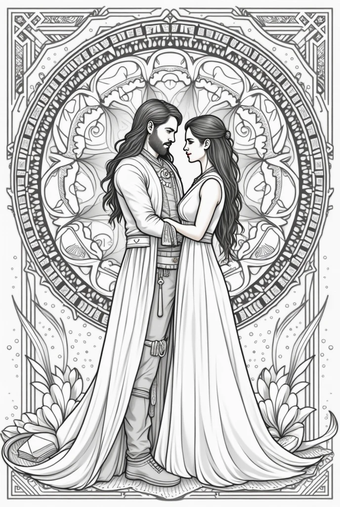 a coloring page of a pair of hugging knights, bold lineart, extremely thin ink lineart, lineart behance hd, line art coloring page, detailed linework, line art, stylized linework, clean lineart, clean coloring book page, line-art, coloring pages, highly detailed linework, intricate lineart, thick lineart, beautiful line art, human ears, normal ears