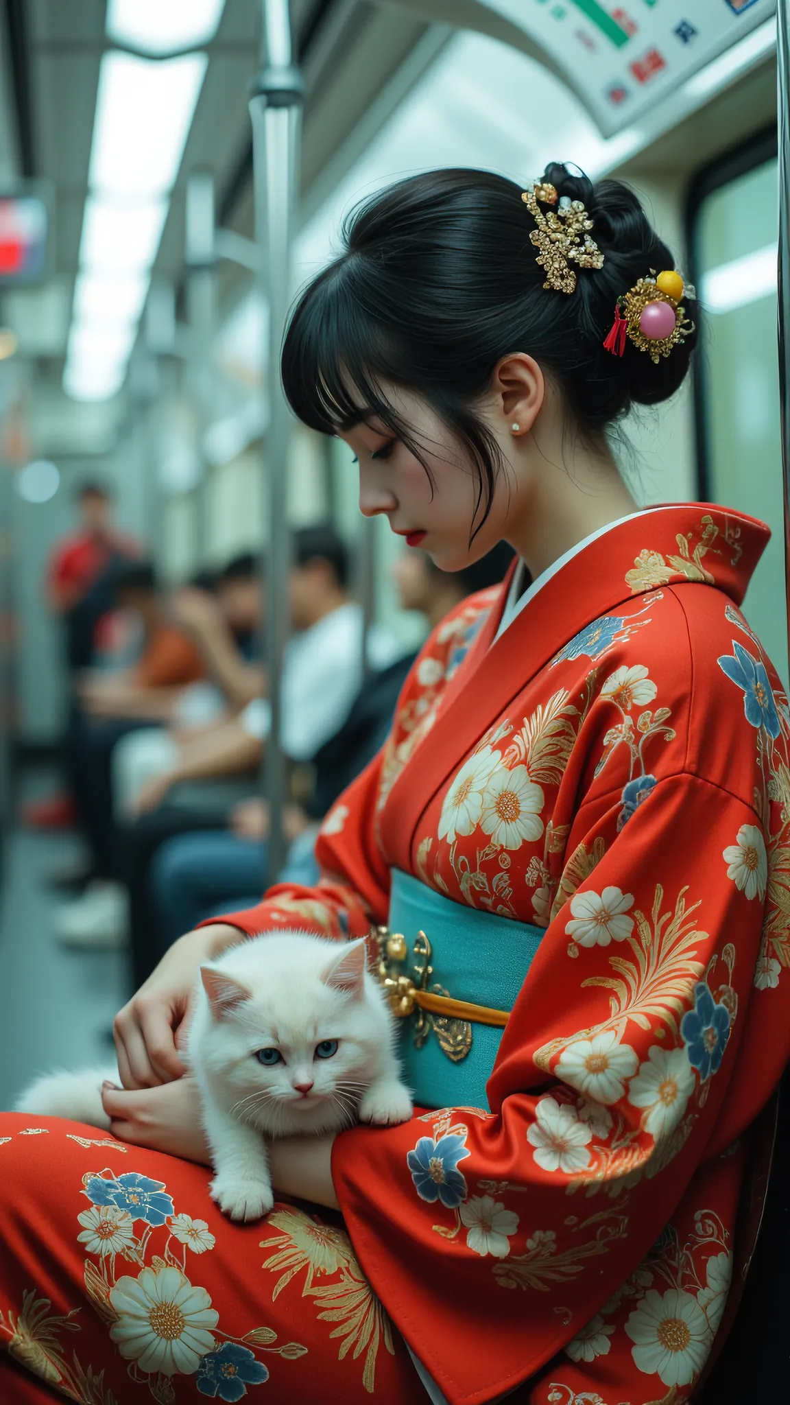 (0507) Red Kimono and Kitten Subway Story