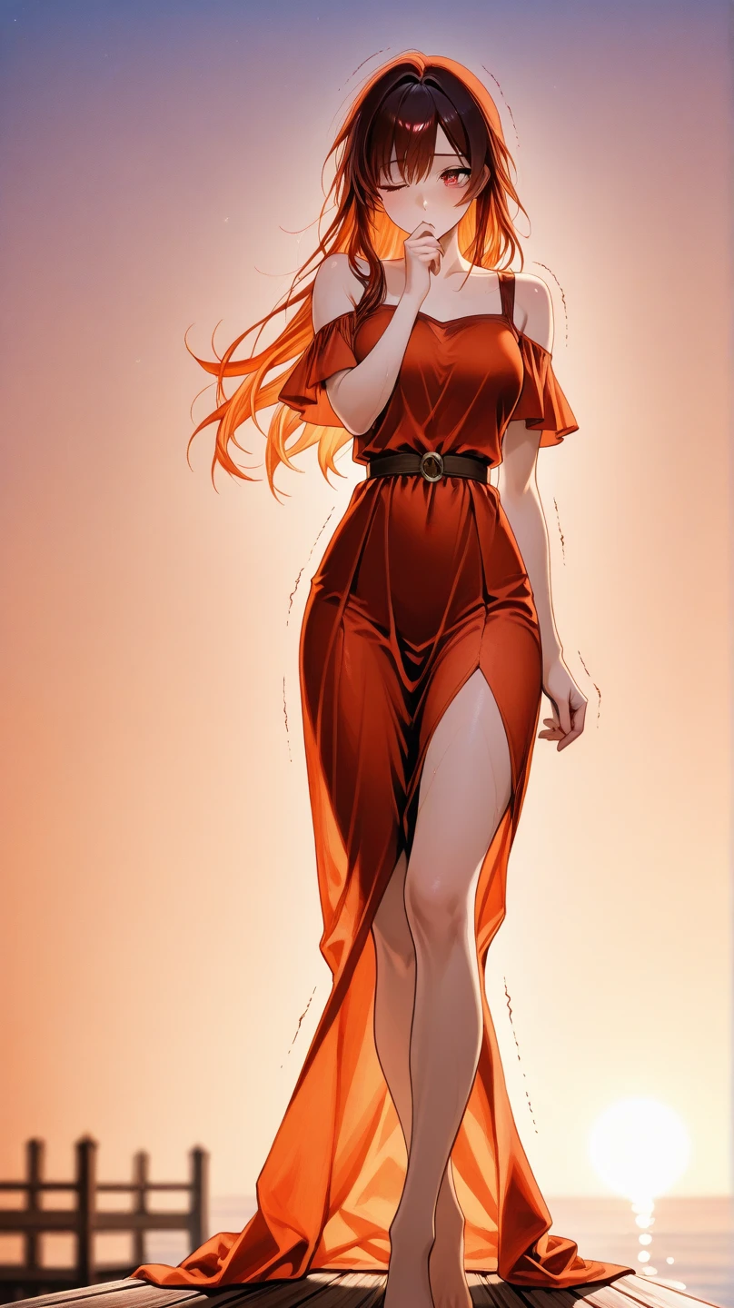 arafed woman in a black dress posing for a picture, beautiful woman in a black dress, wearing a long dress, long ginger hair windy, red waist-long hair, redhead woman, very long flowing red hair, very long wavy fiery red hair, long curl red hair, an elegant woman in black dress, with long red hair, wearing an elegant dress