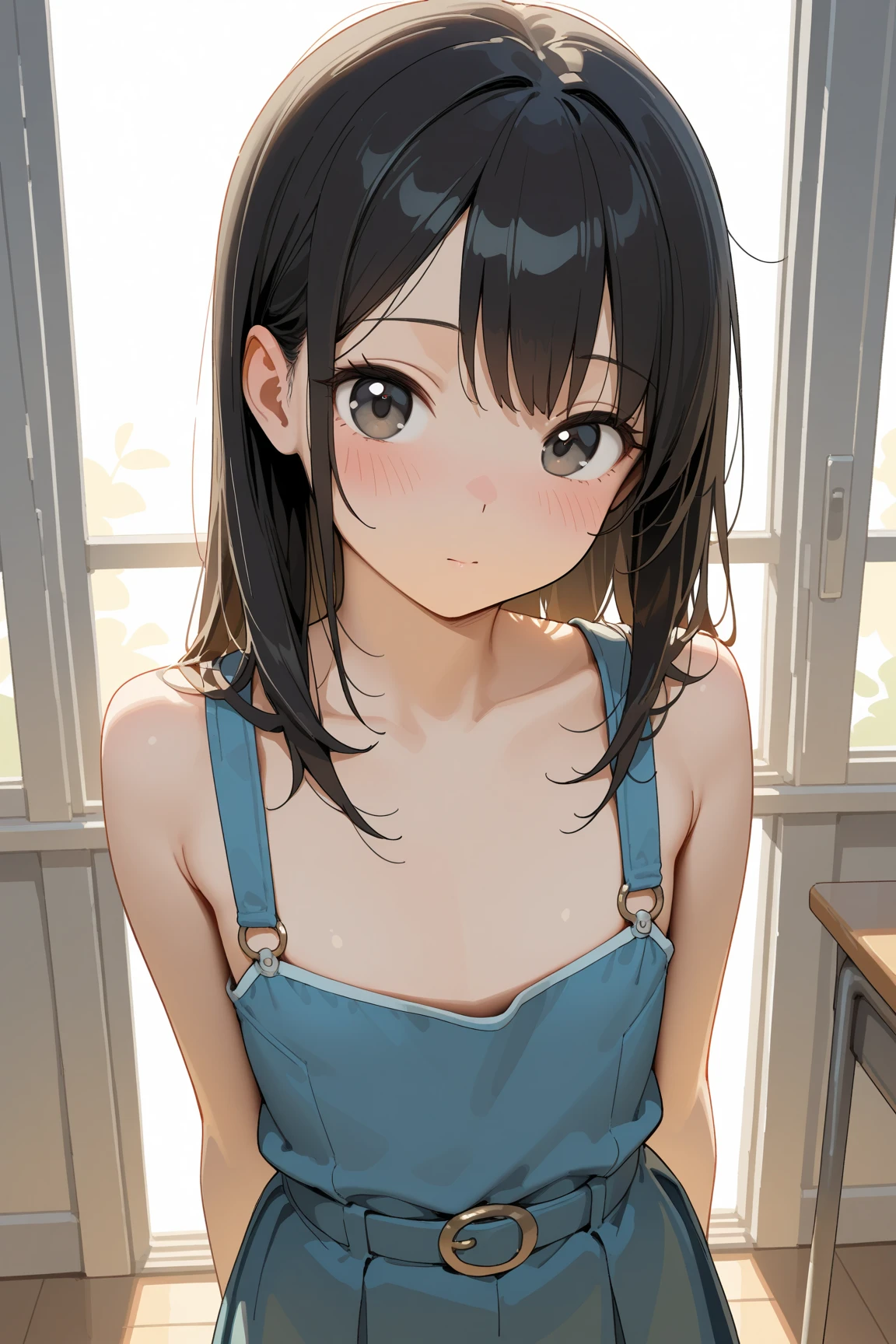 1girl,solo,yuuki mikan,, ,, (best quality:1.3),1girl,outdoor,camisole,nature,smile,nsfw,cowboy shot,(sweating),small breasts,leaning forward
