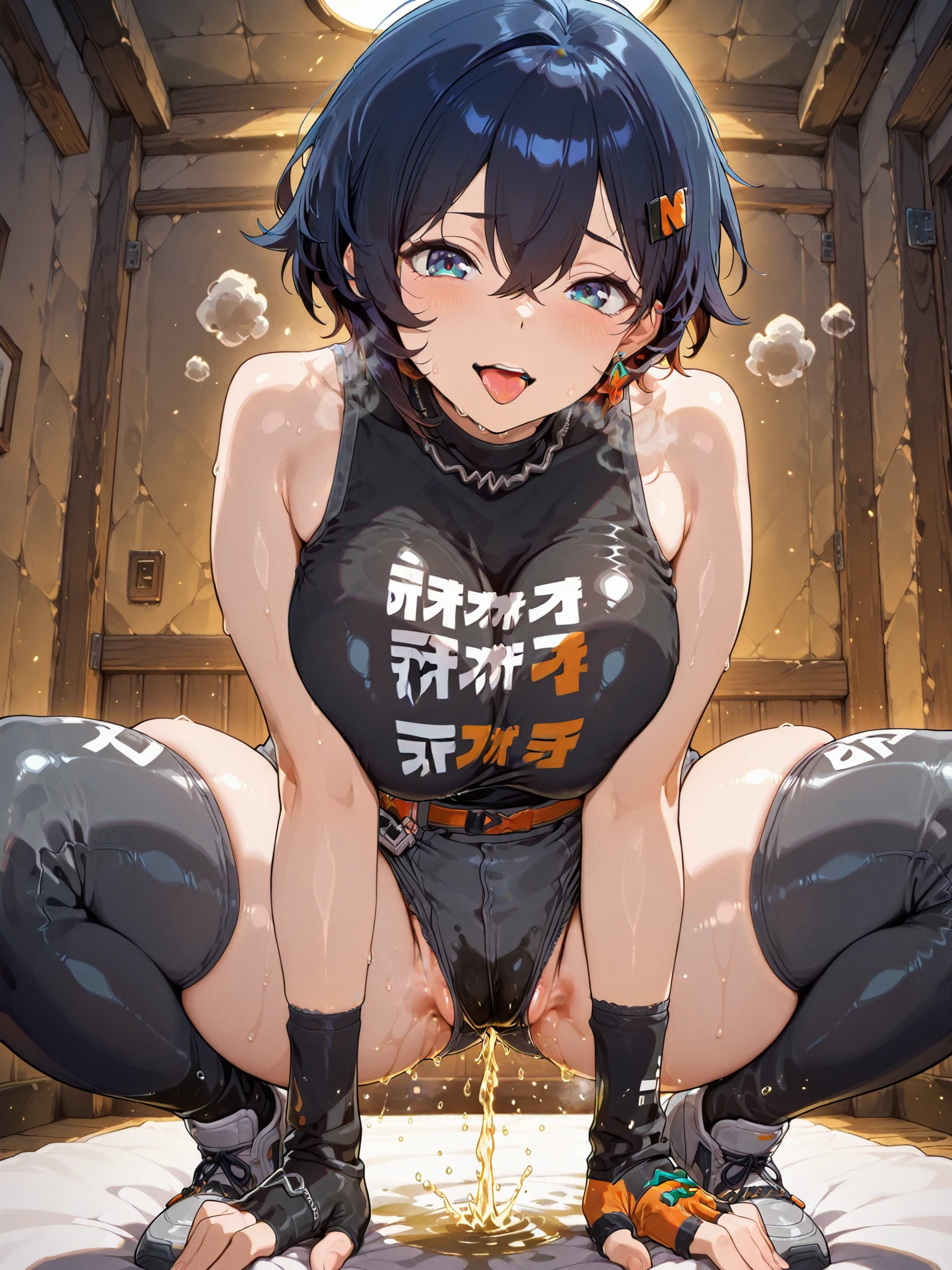 (Very tiny girl rides guy perfectly:1.5)、(Petite girl riding:1.3)、(Big Breasts:2)、(eyes half closed:1.9)、(((Glare:1.8)))、(Close your mouth:1.6)、(tears:1.2)、(The body shakes violently)、8K resolution、 ((Highest quality))、Anatomically correct、(Tank top:1.9)、((Hasselblad Photos))、[:(Detailed face:1.2):0.2]、(heavy rain:1.5)、(Sweaty:1.6)、(View from below:1.6)、(braid one's hair:1.5)、(Loss of strength from the body:1.3)、(呻吟)、(Squat:1.7)、(Squat down slowly:1.3)、(Dripping semen:1.3)、(Tie your arms behind your head:1.6)、(Chain collar:1.3)、(Sex:1.6)