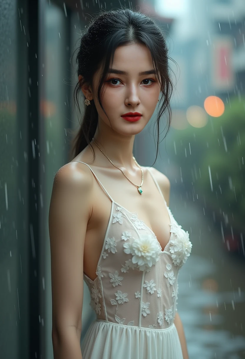 Pretty face, remove the umbrella, change background, fixed the fingers
