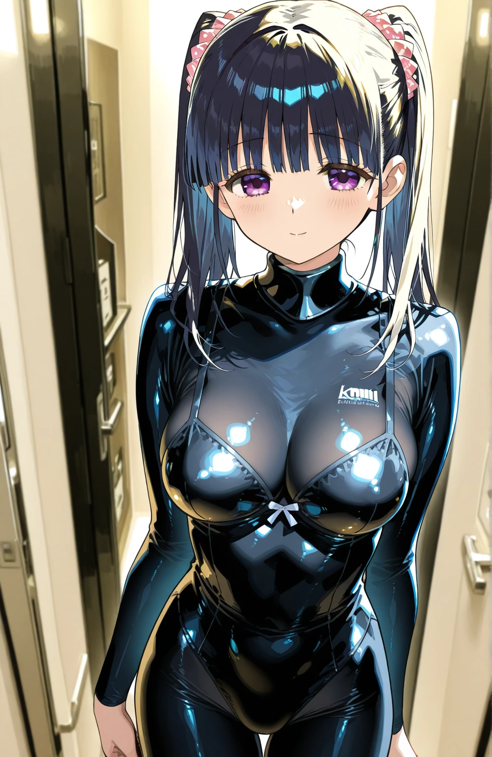 (((Pixel Perfect, Perfect in every detail))), alone, One girl, yoshiko tsushima, uranohoshi , latex, elbow gloves,latex five fingers,evil grin,View Viewer, Conceit, Dynamic pose,two hands,two legs,thighhigh boots,