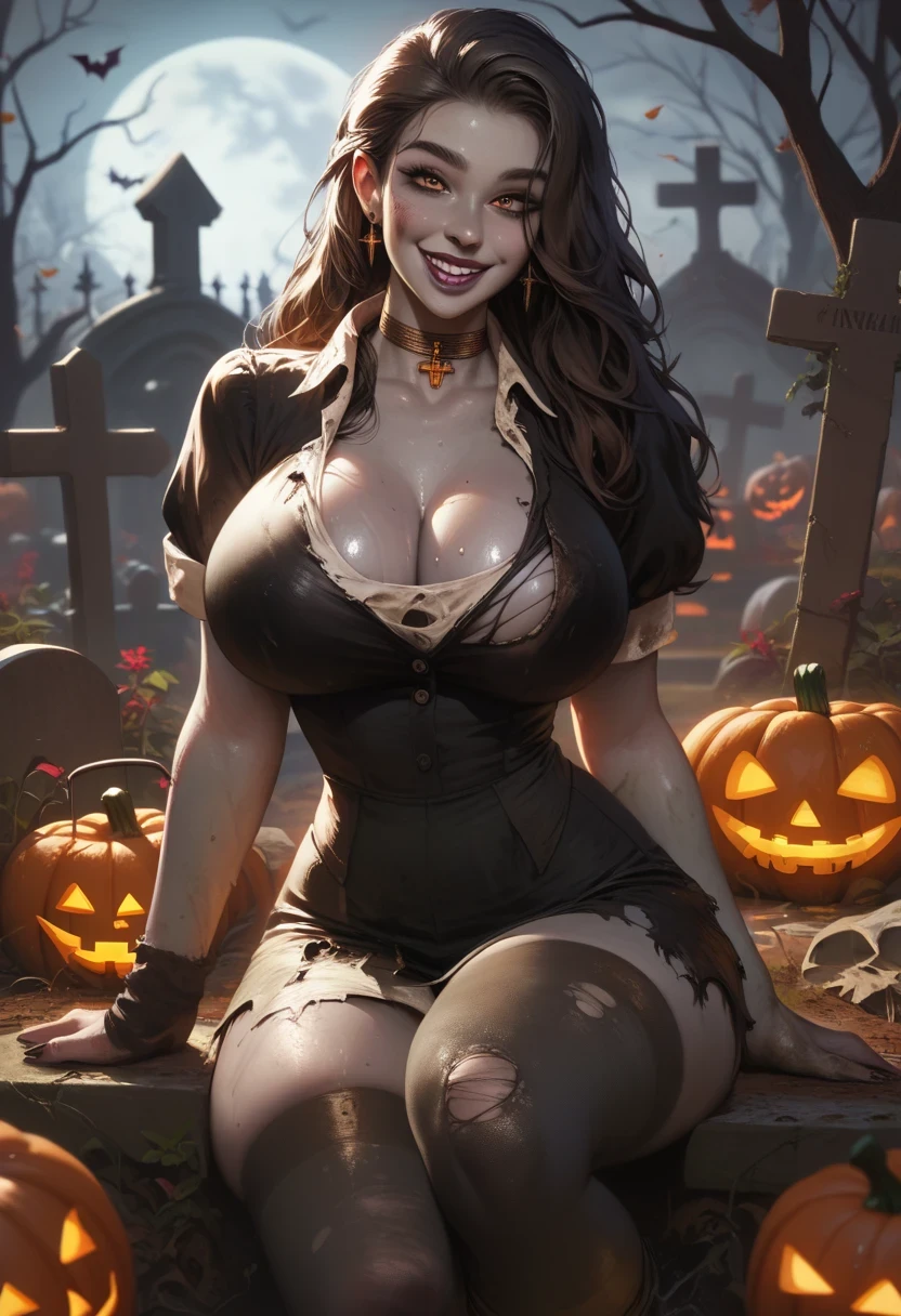 Jack O'Lantern sexy girl, sombrero de paja, scarecrow clothing, in dead tree forest scene, neblina, sombrio