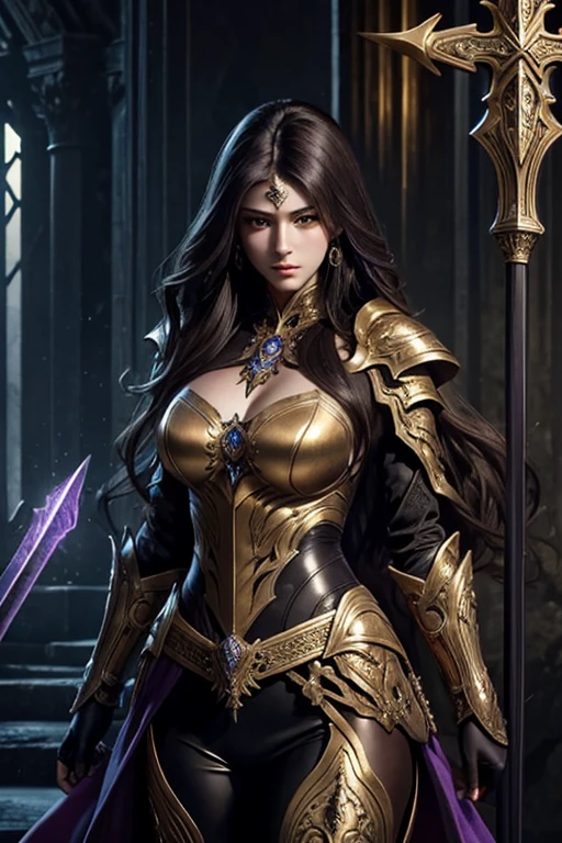 8k,とてもSmall breasts,Long black hair,Close-up of a woman in a black evil god costume holding a one-handed sword, Beautiful fantasy empress, ((Beautiful fantasy empress)), Small breasts , Very detailed, Very detailed , Up to the model | Types of bacteria, Trending on cgstation, Pan Zhenwei Art Station, Gorgeous black cloak,Ultra-high resolution,Ultra-Realistic Skin,Beautiful expression,Fantasy art,Laughter(Like the real thing),非常にSmall breasts ,Straight hair,Golden Eyes,black gemstone earrings,black gemstone necklace,Luxurious black gauntlets,Black lipstick,Black eyeshadow,Evil God Makeup,Dynamic fighting pose,Rich colors, Backlight, Cinema Lighting, Film Grain, to be born, 50mm lens, Nikon D850,Compensate,View your audience,Toned, muscular lower body,Muscular Beauty,compensate,Big smile,Gorgeous black and gold long skirt,