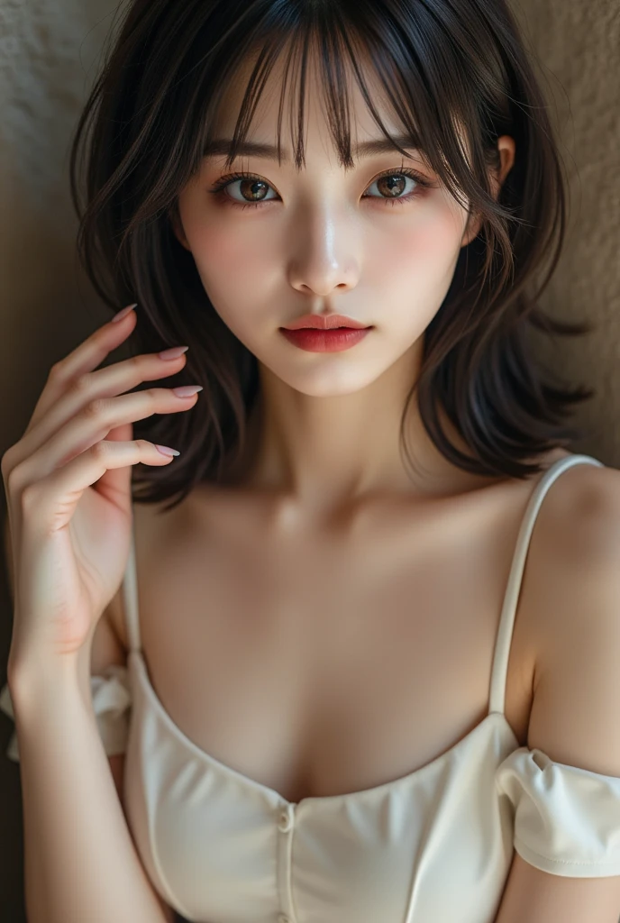 (Tabletop, Highest quality、Very attractive adult beauty、Add strong highlights to the eyes、Look closely at the camera:1.4、A beautiful woman with mature charm、Ideal body type、Perfect Anatomy、Short brunette bob、Shiny Hair、Lip gloss),one person&#39;s, alone, 明るい茶色のShiny Hair, scarf,Realistic, Looking at the audience、Please tilt your head a little, Bright colored crystal light blue eyes, 短いShiny Hair、 chestの中央に穴が開いた白いタートルネックの服,chestの真ん中に丸い穴が開いたセクシーな白いタートルネックのニットセーター、 lips, Lip gloss，prohibit, Upper Body、Big eyes、eyelash、Face is a little red、Embarrassing)、((Italian road system in winter))、((Short hair with bangs、Big eyes、Give students a very strong highlight、{hugeな|big|hugeなな|Mega} chest:1.4、very bigger chest、Gazing at the audience、Very beautiful beauty、Listen carefully、Long neck、Laugh a little、Beautiful Teeth、Laughing with your mouth open、Heart-shaped pupils))、2、Very cute supermodel、{huge|big|hugeな|Mega} chest, chestの谷間