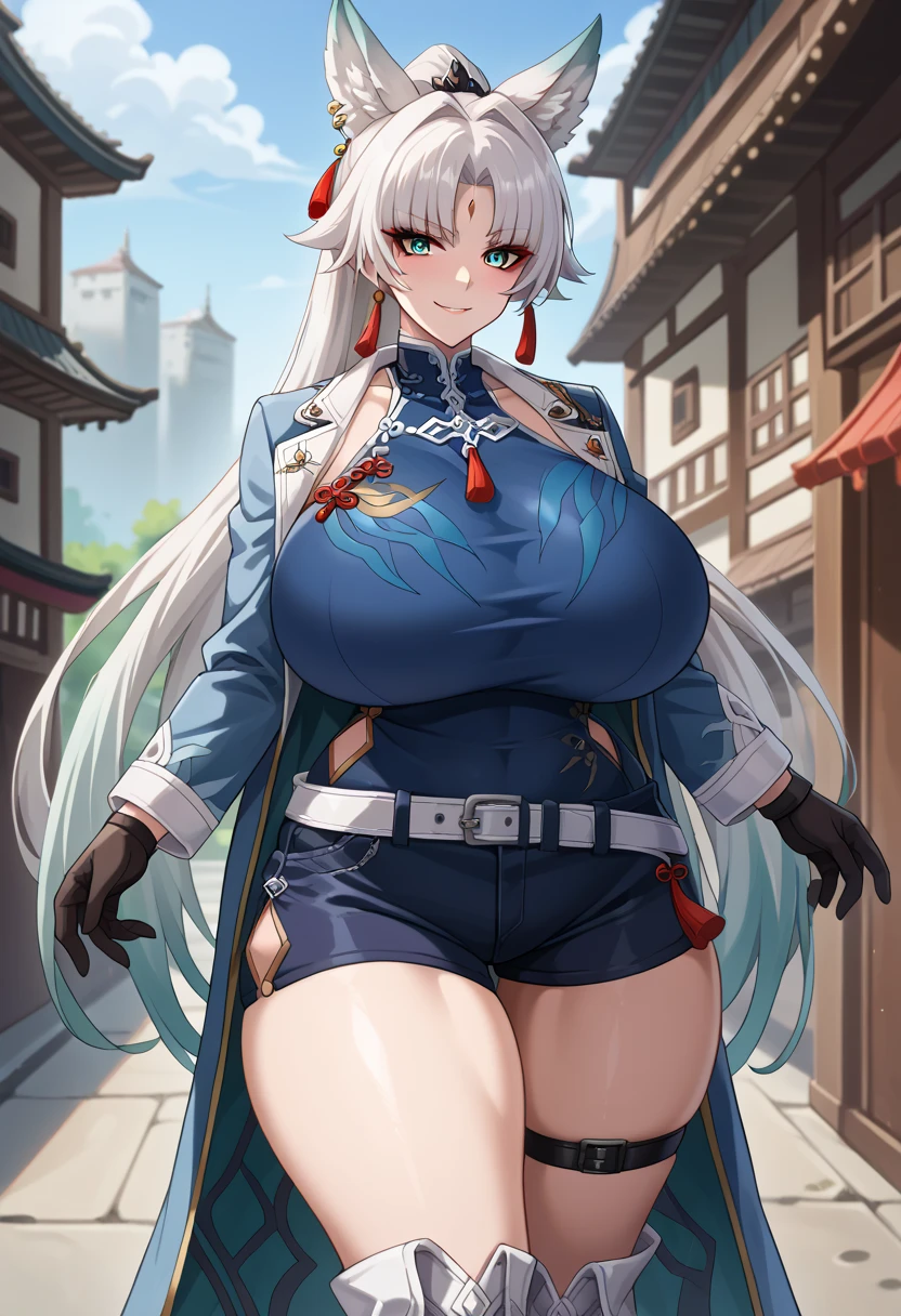 masutepiece, Best Quality, PrinzV4, 1girl in, Solo, Long hair, breasts, Looking at Viewer, Large breasts, gloves, Navel, Holding, Yellow eyes, White hair, Red hair, multicolored hair, Open your clothes, official alternate costume, striated hair, Headgear, a flag, Red panties, Pending Flag,Poses that emphasize breasts、top-quality,Black swimsuit、Black string swimsuit、lift the breast