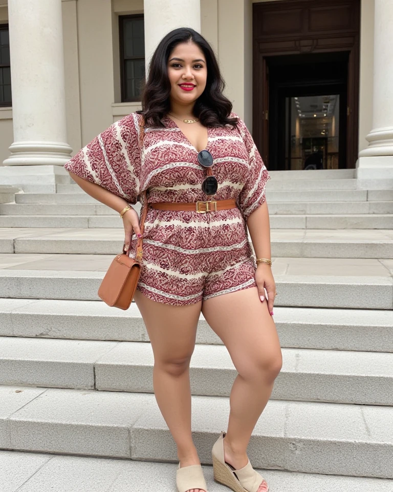Orange Button up shirt, curvy, wide hip, curvy thighs, skin color match, cleavage