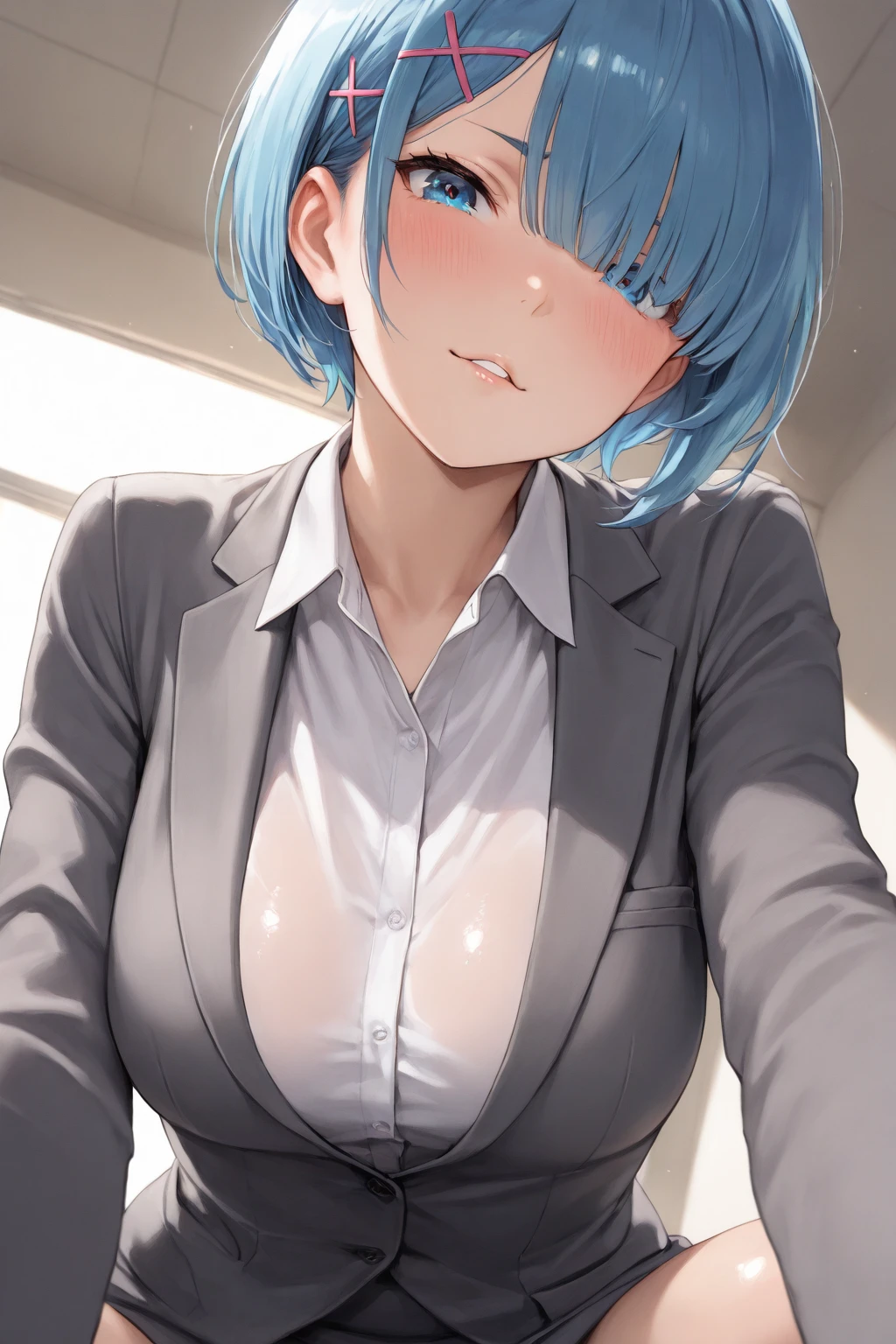 masterpiece, best quality,anime style, 1 girl,(((slender body))), (((small breast))), ((((breastfeeding a baby)))), (((breast milk))),(((blue blazer,white shirt,pleated skirt,blue tie,black pantyhose,bra))),(((((3 penis monkey grabbing the gir))))),((((restrained, arms behind back)))),((((cum)))), (beautiful face), (((short hair))), (((straight hair))), ((((blue hair)))),detailed beautiful skin, (perfect hands, perfect anatomy),scream