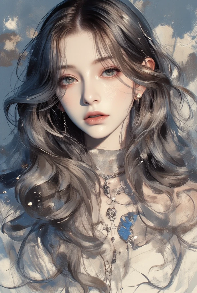 a close up of a woman with long blonde hair and a blue dress, artwork in the style of guweiz, loish and wlop, in the art style of bowater, loish art style, kawaii realistic portrait, soft anime illustration, inspired by Yanjun Cheng, guweiz, soft digital painting, soft portrait, inspired by loish