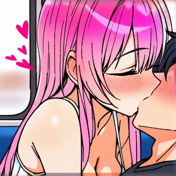 Girl with pink hair, long double-tailed hairstyle, ((small pink bushy eyebrows)),naked, lolicon (Zankuro) drawing style by zankuro artist, ザンクロー style, image uploaded to R34, girl sucking penis cum bubbling out her mouth, in a street, girl giving a deepthroat blowjob to male, multiple vignettes