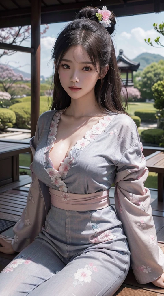 Shaosiming Hanfu, chinese clothes, traditional clothes, layered clothes,dress,red frilled shawl,
wide sleeves, long sleeves, sleeves past wrists, jewelry,hair stick, tiara, gem,ribbon,
hair ornament, purple hair, very long hair, blunt bangs, hair rings, ((Full breasts)), ((Visible cleavage)), ((Sexy legs)), ((cowboy shot)), ((I-type Valley)), ((E-cup)),Practical, Fashion Girl, Red lips, Mature women, Exquisite makeup, big eyes, beautiful, (best quality, masterpiece:1.2), Extremely detailed, (Practical:1.37), ((Random Scenes, Random shooting angle)), ((Sexy long legs)), Young and energetic, Charming model, (Exquisite eyes, Delicate lips), Show a bright smile, Create stunning girl images, warm color, Extremely saturated colors, Official Art, Extremely detailed的 CG, Unity 8K wallpaper, (High Dynamic Range :1.4), (Movie atmosphere),(Soft colors), (Natural skin texture, ultra-Practical, Soft Light, sharp),(Very detailed), night, moonlight
