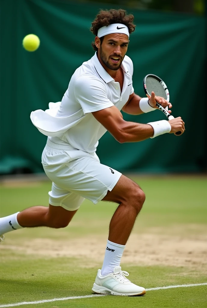 tennis player，male，healthy，vitality，Real People，whole body，With feet，masterpiece，best quality