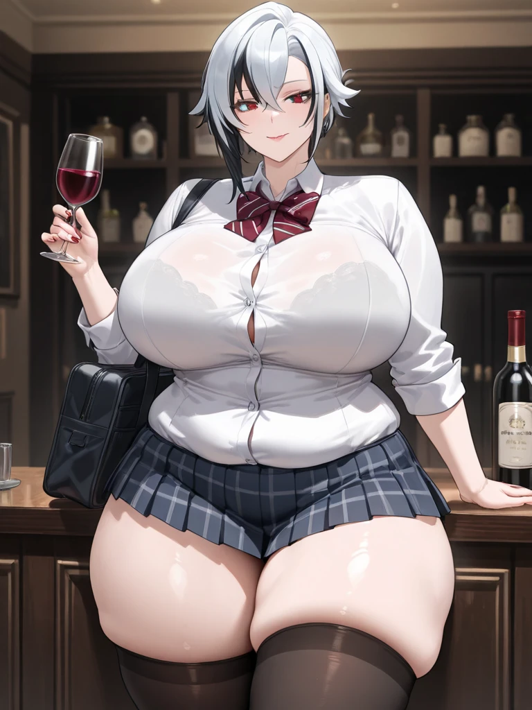 {{{{masterpiece}}}}, {{{Super detailed}}}, {{{High resolution}}}, {{Excellent anatomy}}, (((Highest quality))), ((Very delicate and beautiful)), {{Very detailed and delicate}}, {8k CG wallpaper}, {{figure}}, anime。。Gray Hair。short hair。Red Eyes。Red-rimmed glasses。Big Breasts。Big Butt。Thick thighs。Glamour。Sister。A full-length robe。Inside the church。NSFW。men and women。Normal position。Creampie。