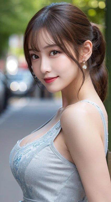 Kimono beauty, body portrait, 8K, thin and beautiful eyes, Dindal effect, masterpiece, top quality, high quality, high resolution, very detailed photo, (natural skin texture, fine skin, hyperrealism, super sharpness) , high detail skin, (very fine, fine skin texture, intricate details, ponytail, beautiful face, (real-like face), realistic eyes, beautifully detailed eyes, realistic skin, beautiful skin, hyper reality target, highly detailed, golden ratio, smiling eyes, ((night moonlight background) )), body portrait, G cup, big breasts, huge breasts, big breasts, glamorous,