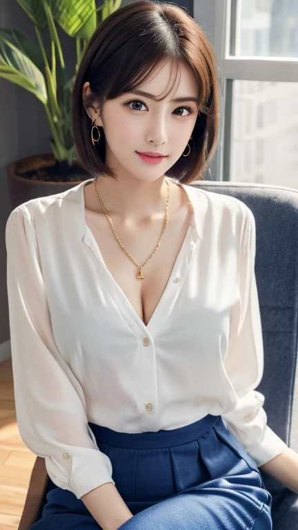 (64K, UHD, Best Quality, Masterpiece: 1.2), (Realistic, Photorealistic: 1.37), Super Detailed, One Girl, Cute, Detailed Supermarket, Staring, Night, (Blushing Nose), (Smile: 1.2), (Kissing Mouth), Big, Tiger-like Face, Beautiful Fine Eyes, (Shirt with Collar: 1.1), Night, Office Clothes, White Lace, (Short Hair: 1.2), (Pink HairNovaFrogStyle, Purple Eyes), Floating Hair,