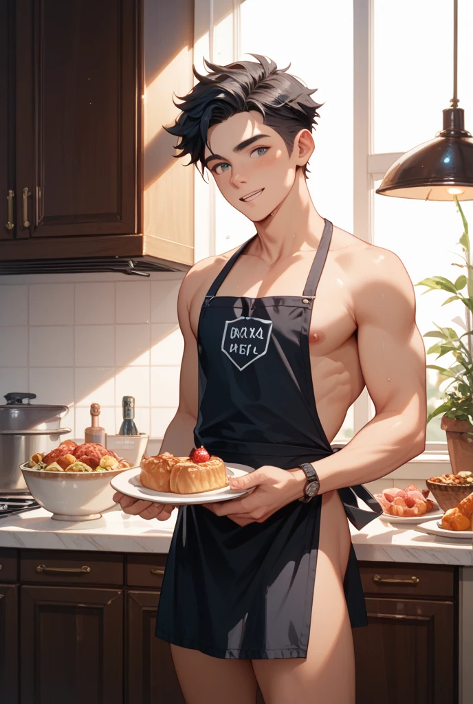 best quality, masterpiece, handsome polynesian man, tan skin, wavy dark hair, round eyes, has sex with a birthday cake until it explodes, penetration, messy icing and frosting on face and body, sexy, gay, homoerotic, perfection, no watermark, no logo, no signature