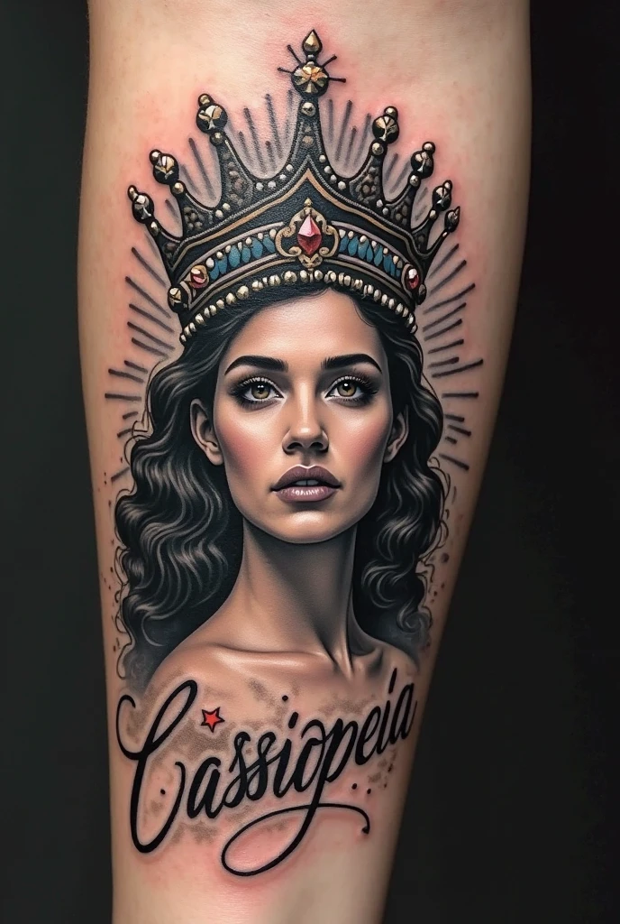 A crown tattoo with the year 2004 and the name Hernán