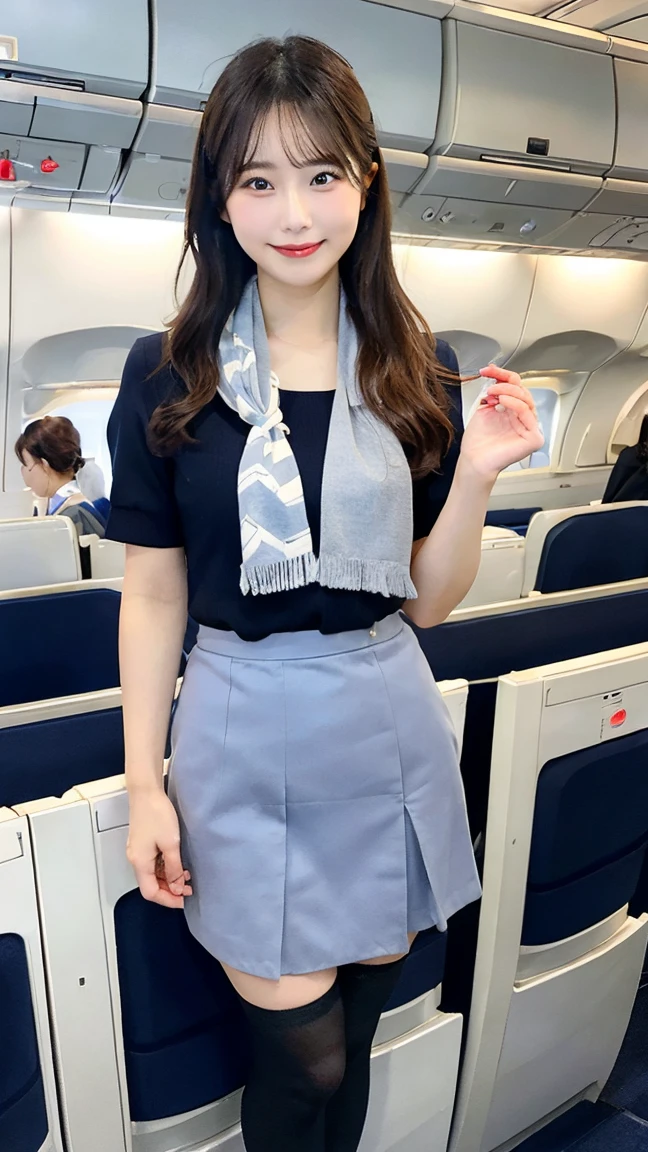 Emily, using a charging station at the airport, her suitcase with a "Fragile" tag placed neatly next to her. Her expression is one of convenience and appreciation. Her natural waves and friendly demeanor highlight her positive experience.