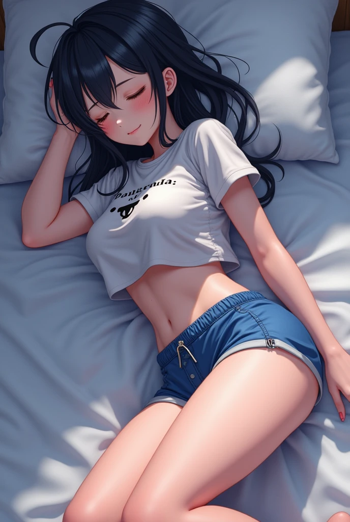 (((I can see her vagina through the gap in her shorts))) Cute Woman Lying in bed Shortcuts (((Focus on the head, stomach and groin))) 10th month pregnant