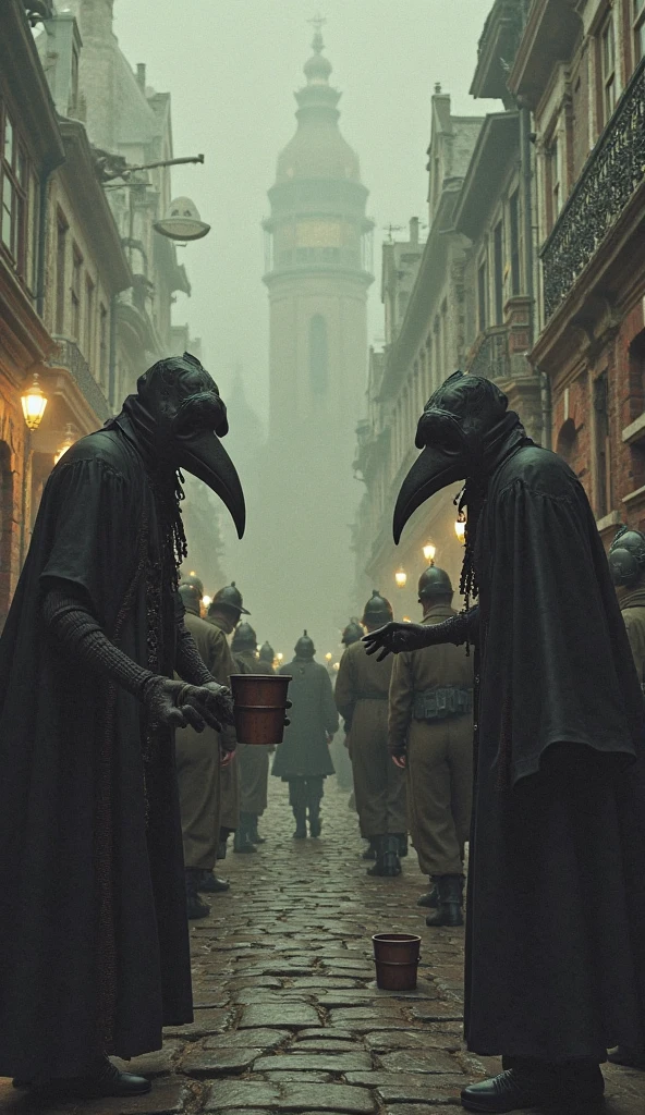 Raths approach a 2 man playing a flute in the city of Hamein in the year 1800