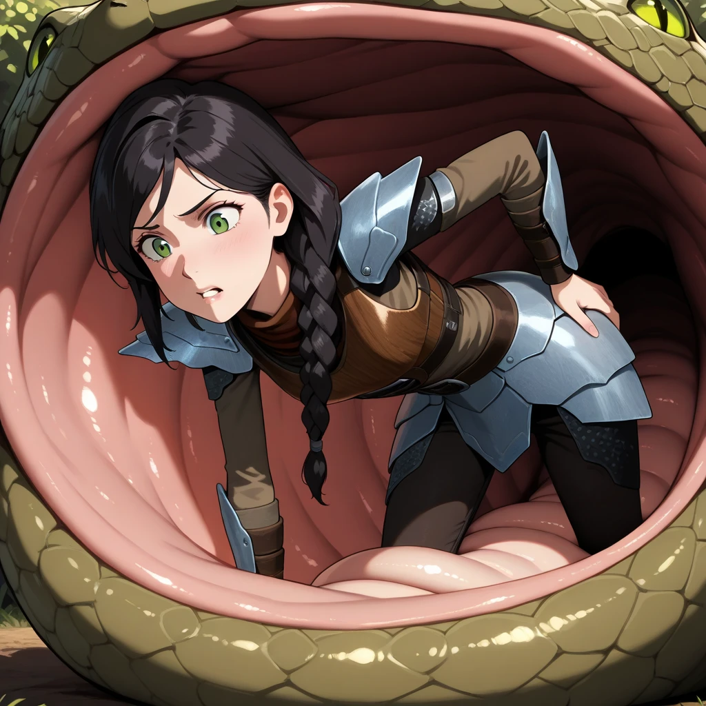 A scene where a man and a worm woman are having sex,Woman inside the body of an earthworm,The upper half of the body is sticking out from the tip of a large earthworm.,The body of the earthworm has been distorted into the shape of a woman's body.,Big Breasts,areola is quite large,naked,Wrapped around a human male for sex,A human male's penis being inserted into a vagina,A large amount of vaginal discharge is being discharged.,Blue Hair