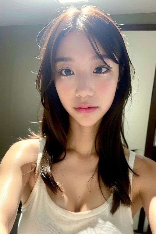 ((Highest quality, 8K, masterpiece: 1.3)), beauty, 1 Girl, big: 1.3, Slim Abs: 1.1, Dark brown hair, (Lying in bed, Raise and open legs: 1.2), Ultra detailed face, Highly detailed lips, Fine grain, double eyelid, Goodreads, Wet, Sweat, Orgasm Face, strip, On all fours